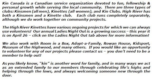 High River Kinette Club - Who we Are and What we Do